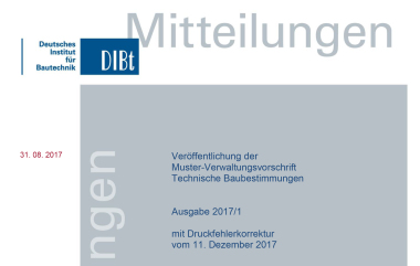 DIBT-Mitteilung zur Ver?ffentlichung der Muster-Verwaltungsvorschrift Technische Baubestimmungen