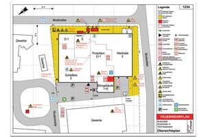  Ist ein Feuerwehrplan vorhanden, kann die Einsatzleitung bereits bei der Anfahrt grundlegende Informationen sichten. 