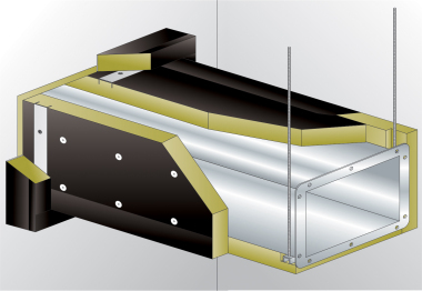 Dieses Profil aus dem ROCKWOOL „Conlit“ System wird mit selbstschneidenden Schrauben mit dem Stahlblechkanal verschraubt und bildet so einen stabilen Rahmen und eine sichere Abdichtung der Bauteilfuge zwischen Kanal und Wand im Durchf?hrungsbereich. 