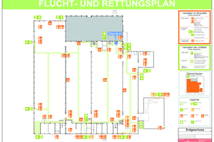  Flucht- und Rettungsplan, Lager-/Produktionsbereich auf Vorlage in DIN A 2. 