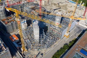  Der Verbundbau kombiniert ein Stahlskelett mit Holorib-Verbunddecken.  