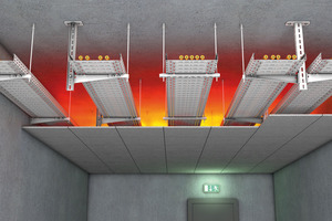  Bei Unterdecken in notwendigen Fluren muss auf einen ausreichenden Abstand zwischen Kabeltragsystem und darunterliegender eingezogener F-klassifizierter Zwischendecke geachtet werden. 