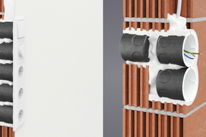  Die Unterputz-Brandschutzdosen von Kaiser für Brandschutzwände der Klassen F30 – F120 (EI30 – EI120) sind auch für den Einbau bei Restwandstärken unter 60 mm zugelassen. 